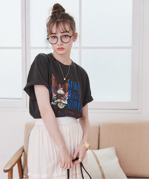 ANGIE(アンジー)の「イーグルプリントTシャツ(半袖)(Tシャツ/カットソー・レディース・ダークグレー/ホワイト・MEDIUM/LARGE)」の16枚目の写真