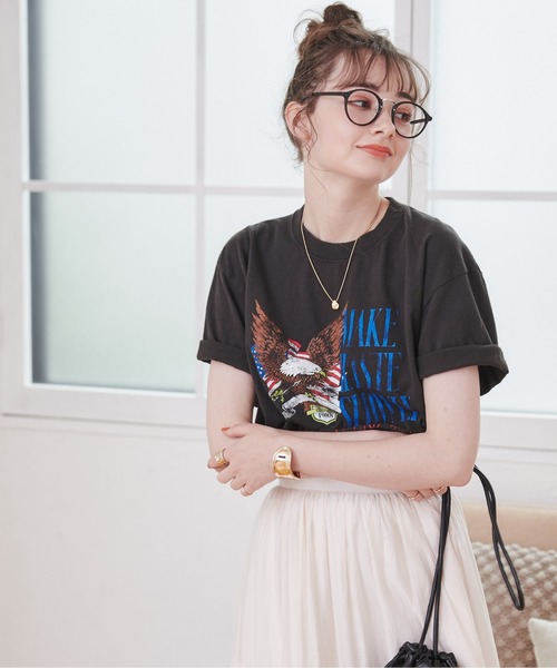 ANGIE(アンジー)の「イーグルプリントTシャツ(半袖)(Tシャツ/カットソー・レディース・ダークグレー/ホワイト・MEDIUM/LARGE)」の17枚目の写真