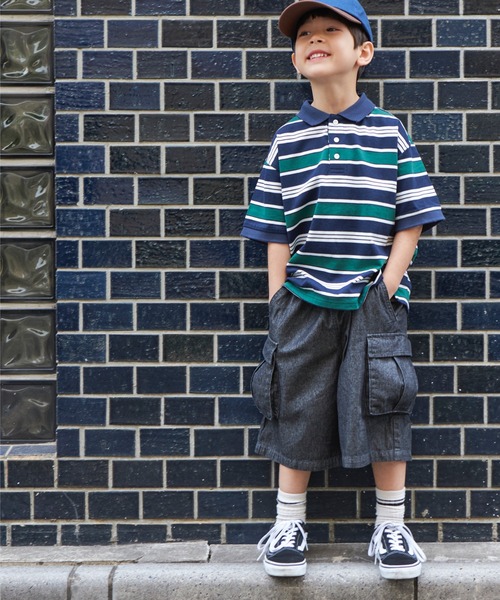 PAIRMANON STREET（ペアマノンストリート）の「【PAIRMANON STREET】デニムカーゴハーフパンツ（デニムパンツ・キッズ・ブルー/ブラック/インディゴブルー・90/100/110/120/130/140/150）」の2枚目の写真