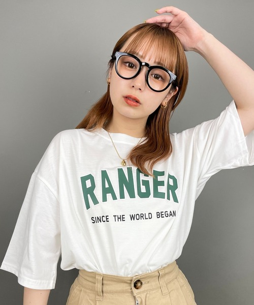 EPICKS(エピックス)の「オーバーサイズBIGカレッジロゴプリントTシャツ(Tシャツ/カットソー・レディース・グレー/ネイビー/ホワイト・LARGE/X-LARGE/MEDIUM)」の7枚目の写真