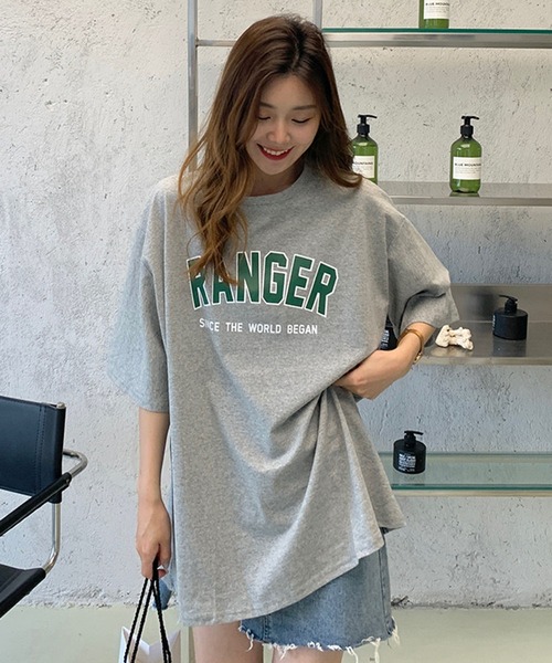 EPICKS(エピックス)の「オーバーサイズBIGカレッジロゴプリントTシャツ(Tシャツ/カットソー・レディース・グレー/ネイビー/ホワイト・LARGE/X-LARGE/MEDIUM)」の14枚目の写真