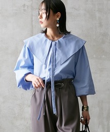Soiunique | ＢＩＧ衿シルバーボタンブラウス（紐取り外し可能） ［Soiunique］(シャツ/ブラウス)