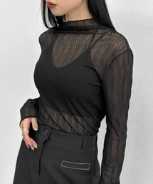 LVEU. | 【ZOZOTOWN限定】Nuance pattern high neck sheer tops / ニュアンス柄ハイネックシアートップス(Tシャツ/カットソー)