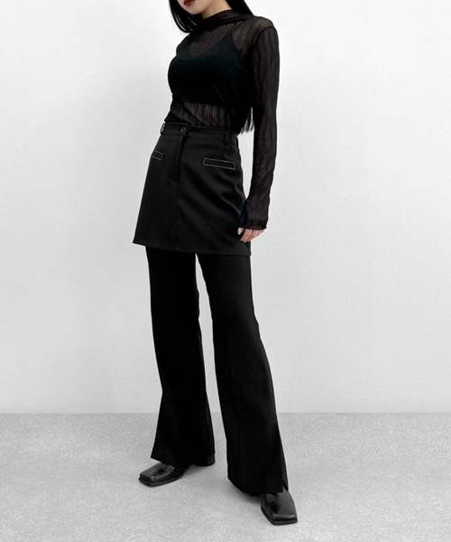 LVEU.（ラブユ.）の「【ZOZOTOWN限定】Nuance pattern high neck sheer tops / ニュアンス柄ハイネックシアートップス（Tシャツ/カットソー・レディース・ブラック/アイボリー・FREE）」の8枚目の写真