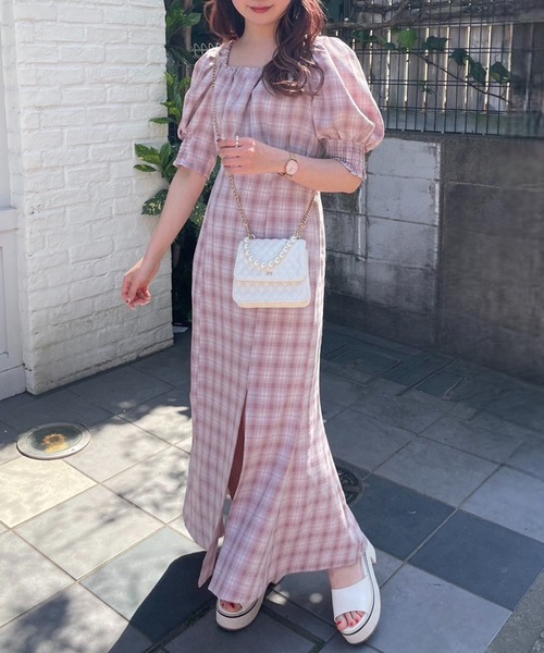 one after another NICE CLAUP（ワンアフターアナザーナイスクラップ）の「リネンスリットカラーロングワンピース（ワンピース・レディース・ブラック/ピンク系その他/ピンク/ホワイト系その他/アイボリー/ブルー/ベージュ系その他・FREE）」の7枚目の写真