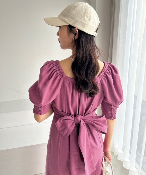 one after another NICE CLAUP（ワンアフターアナザーナイスクラップ）の「リネンスリットカラーロングワンピース（ワンピース・レディース・ブラック/ピンク系その他/ピンク/ホワイト系その他/アイボリー/ブルー/ベージュ系その他・FREE）」の6枚目の写真