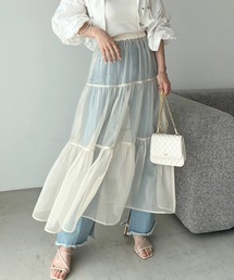 one after another NICE CLAUP | 2WAYシアーティアードスカート　2枚セット/ぺチスカート付き(スカート)