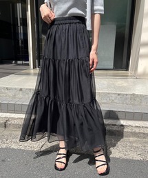 one after another NICE CLAUP | 2WAYシアーティアードスカート　2枚セット/ぺチスカート付き(スカート)