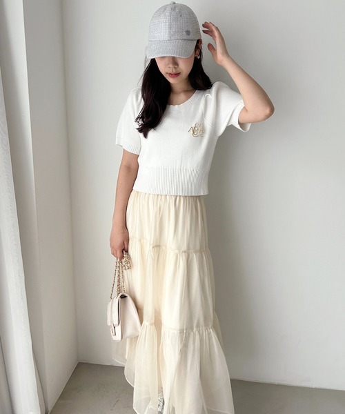 one after another NICE CLAUP（ワンアフターアナザーナイスクラップ）の「2WAYシアーティアードスカート　2枚セット/ぺチスカート付き（スカート・レディース・ピンク/ブラック/アイボリー/グレー・FREE）」の10枚目の写真