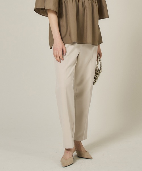 coca(coca)(コカ)の「ウエストタックテーパードパンツ(スラックス・レディース・ライトベージュ/ブラック・L/M)」の1枚目の写真