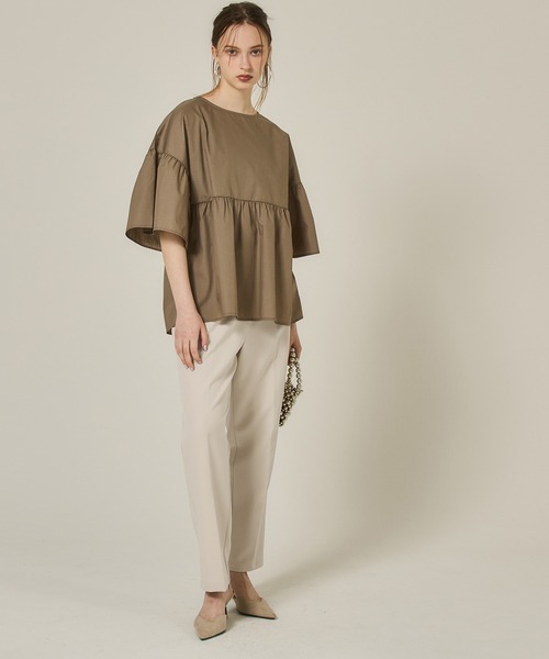 coca(coca)(コカ)の「ウエストタックテーパードパンツ(スラックス・レディース・ライトベージュ/ブラック・L/M)」の3枚目の写真