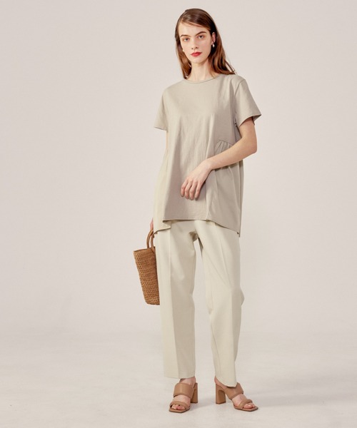 coca(coca)(コカ)の「ウエストタックテーパードパンツ(スラックス・レディース・ライトベージュ/ブラック・L/M)」の6枚目の写真