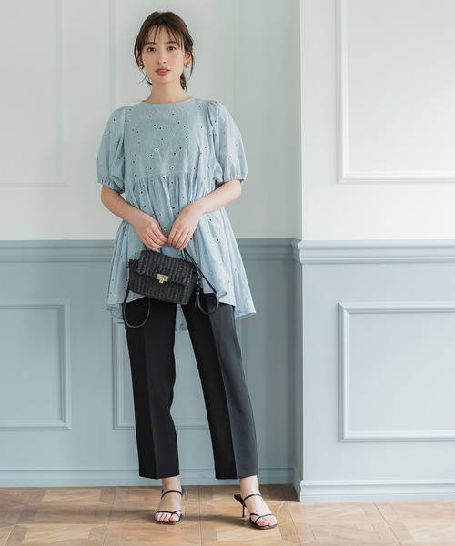 coca(coca)(コカ)の「ウエストタックテーパードパンツ(スラックス・レディース・ライトベージュ/ブラック・L/M)」の8枚目の写真