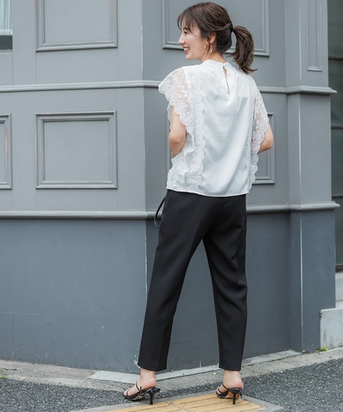 coca(coca)(コカ)の「ウエストタックテーパードパンツ(スラックス・レディース・ライトベージュ/ブラック・L/M)」の10枚目の写真