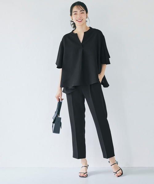 coca(coca)(コカ)の「ウエストタックテーパードパンツ(スラックス・レディース・ライトベージュ/ブラック・L/M)」の12枚目の写真