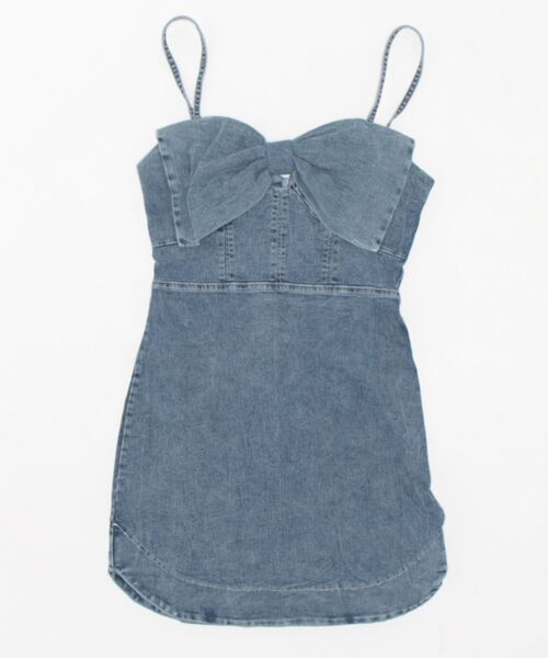 SPIGA(スピーガ)の「フロントリボンデニムキャミワンピース(ワンピース・レディース・ブラック/ブルー・FREE)」の9枚目の写真