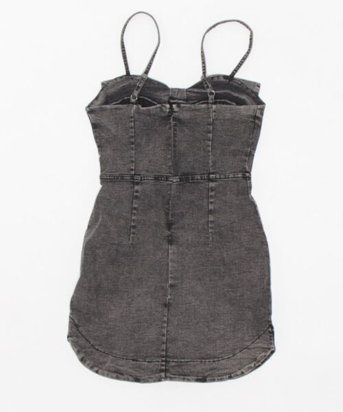 SPIGA(スピーガ)の「フロントリボンデニムキャミワンピース(ワンピース・レディース・ブラック/ブルー・FREE)」の7枚目の写真