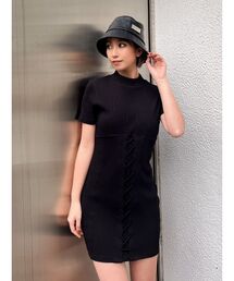 GYDA | フロントレースアップテレコタイトワンピース(ワンピース)