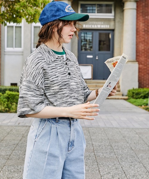 MONO-MART LADY'S（モノマートレディース）の「オーバーサイズメランジニットポロシャツ（ポロシャツ・レディース・ブラック/サックスブルー/ブラウン/ボルドー・FREE）」の16枚目の写真