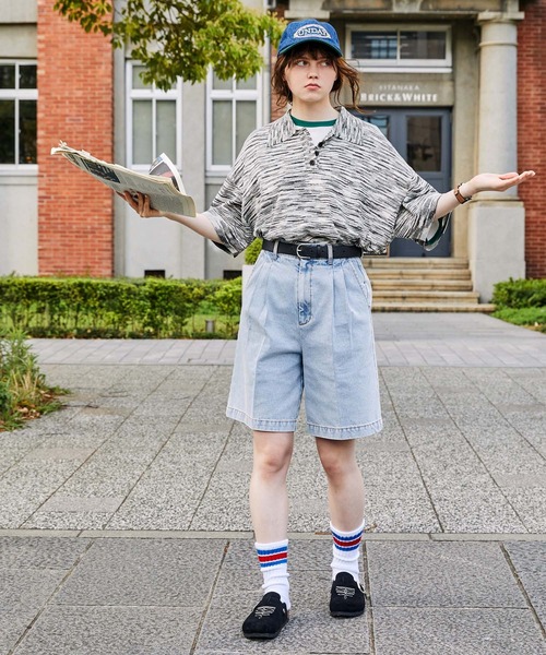 MONO-MART LADY'S（モノマートレディース）の「オーバーサイズメランジニットポロシャツ（ポロシャツ・レディース・ブラック/サックスブルー/ブラウン/ボルドー・FREE）」の19枚目の写真