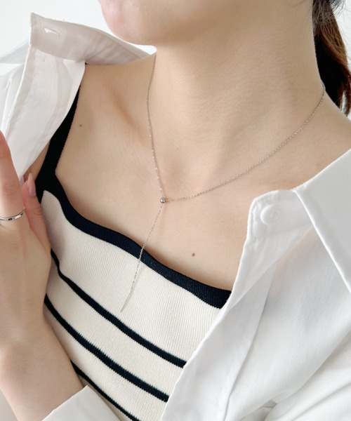 iso(イソ)の「【ステンレス】スライダースキニーチェーンネックレス(ネックレス・レディース・シルバー/ゴールド・FREE)」の2枚目の写真