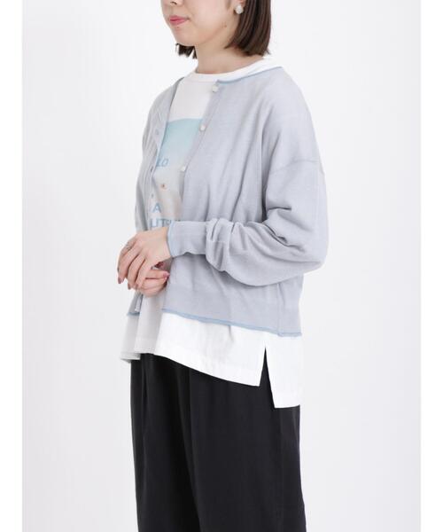 sm2rhythm（サマンサモスモスリズム）の「配色シアーカーディガン（カーディガン/ボレロ・レディース・サックスブルー/ベージュ/イエロー・F）」の4枚目の写真