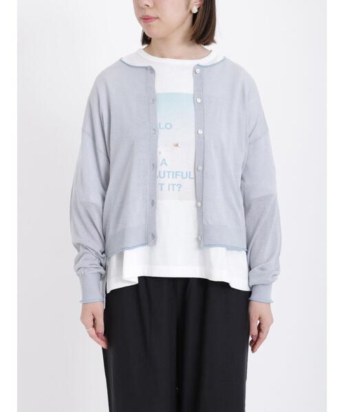 sm2rhythm（サマンサモスモスリズム）の「配色シアーカーディガン（カーディガン/ボレロ・レディース・サックスブルー/ベージュ/イエロー・F）」の7枚目の写真