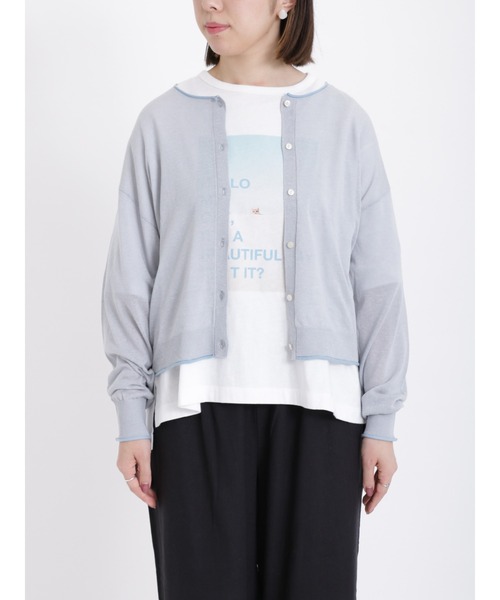 sm2rhythm（サマンサモスモスリズム）の「配色シアーカーディガン（カーディガン/ボレロ・レディース・サックスブルー/ベージュ/イエロー・F）」の11枚目の写真