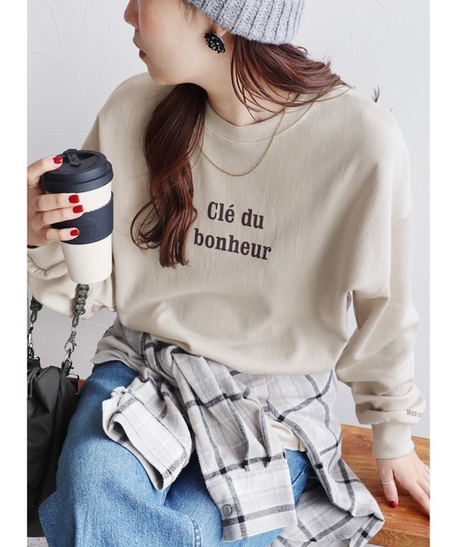 reca(レカ)の「ロゴプリントロンTシャツ(Tシャツ/カットソー・レディース・ナチュラル/チャコールグレー/オフホワイト/グレー系/ライトグレー・FREE)」の5枚目の写真