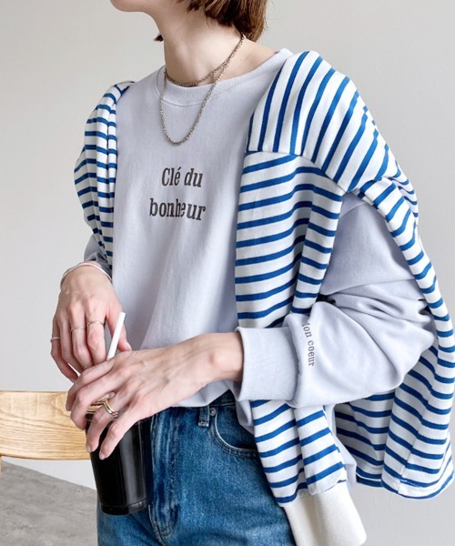 reca(レカ)の「ロゴプリントロンTシャツ(Tシャツ/カットソー・レディース・ナチュラル/チャコールグレー/オフホワイト/グレー系/ライトグレー・FREE)」の3枚目の写真