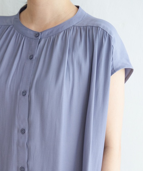 ikka(イッカ)の「カッセンギャザーフレンチソデシャツ(シャツ/ブラウス・レディース・モカ/ブルー系その他/ブラック・L/M)」の15枚目の写真