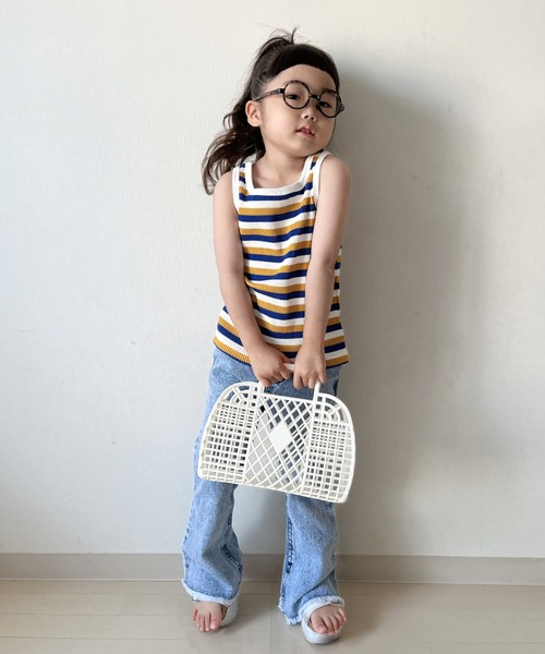 CIAOPANIC TYPY（チャオパニックティピー）の「【KIDS】リブボーダースクエアネックタンクトップ（タンクトップ・キッズ・レッド/ブルー・S/M/L/XL/XXL）」の13枚目の写真