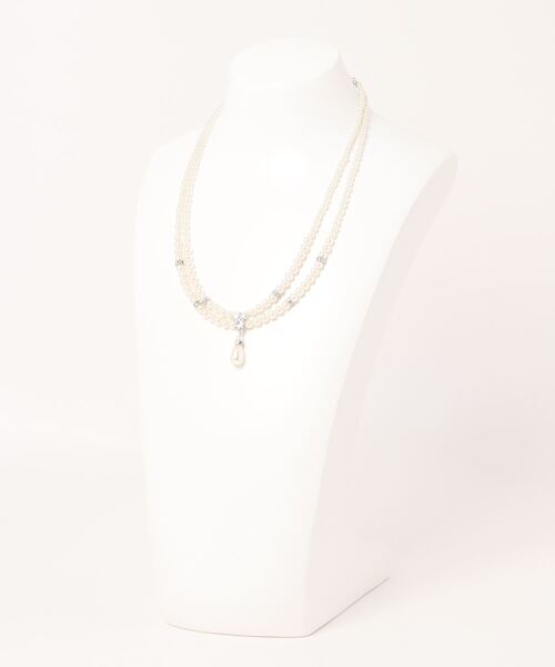 Cupid Heart(キューピッドハート)の「【Cupid Heart】結婚式アクセ!2連涙パールネックレス(ネックレス・レディース・ベージュ・MEDIUM)」の4枚目の写真
