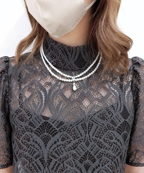 Cupid Heart(キューピッドハート)の「【Cupid Heart】結婚式アクセ!2連涙パールネックレス(ネックレス・レディース・ベージュ・MEDIUM)」の1枚目の写真