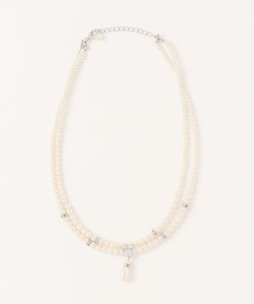 Cupid Heart(キューピッドハート)の「【Cupid Heart】結婚式アクセ!2連涙パールネックレス(ネックレス・レディース・ベージュ・MEDIUM)」の5枚目の写真