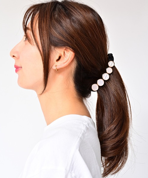 セール】パール＆シェルバナナクリップ（バレッタ/ヘアクリップ