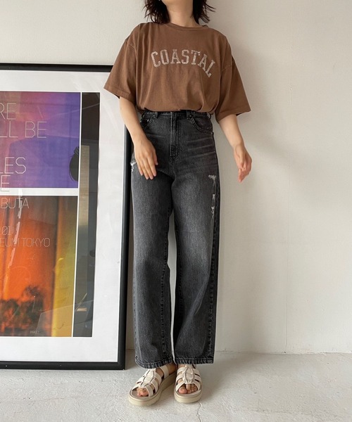 LOWRYS FARM(ローリーズファーム)の「カレッジショートロゴSS966580(Tシャツ/カットソー・レディース・チャコールグレー/グレー/アイボリー/ブラウン・FREE)」の7枚目の写真