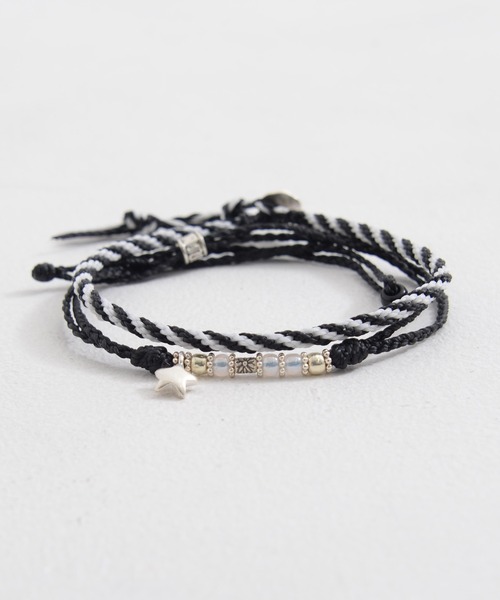 SILVER BULLET（シルバーバレット）の「『CavariA/キャバリア』2連スターアンクレット【+】（アンクレット・メンズ・ブラック×ホワイト/ブラック×ブラック/ネイビー/ホワイト/ミント/ターコイズブルー/イエロー/オレンジ/レッド/ピンク・FREE）」の2枚目の写真