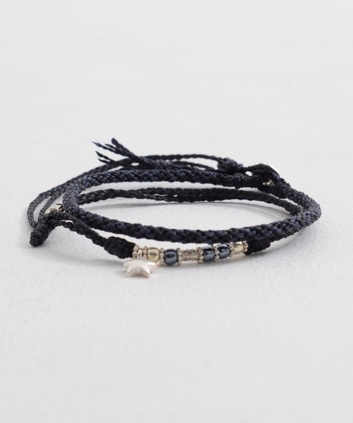 SILVER BULLET（シルバーバレット）の「『CavariA/キャバリア』2連スターアンクレット【+】（アンクレット・メンズ・ブラック×ホワイト/ブラック×ブラック/ネイビー/ホワイト/ミント/ターコイズブルー/イエロー/オレンジ/レッド/ピンク・FREE）」の3枚目の写真