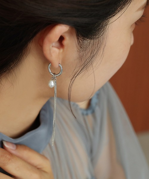 Monocoro toppi（モノコロトッピ）の「マルチWAY フープ パール ロング ピアス（ピアス（両耳用）・レディース・ゴールド/シルバー・フリー）」の5枚目の写真