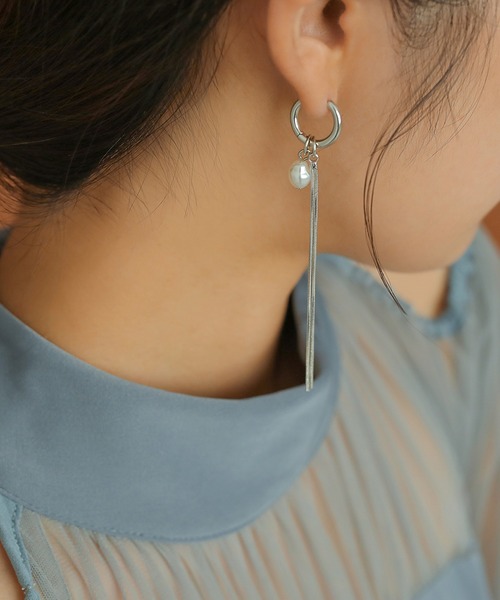 Monocoro toppi（モノコロトッピ）の「マルチWAY フープ パール ロング ピアス（ピアス（両耳用）・レディース・ゴールド/シルバー・フリー）」の4枚目の写真