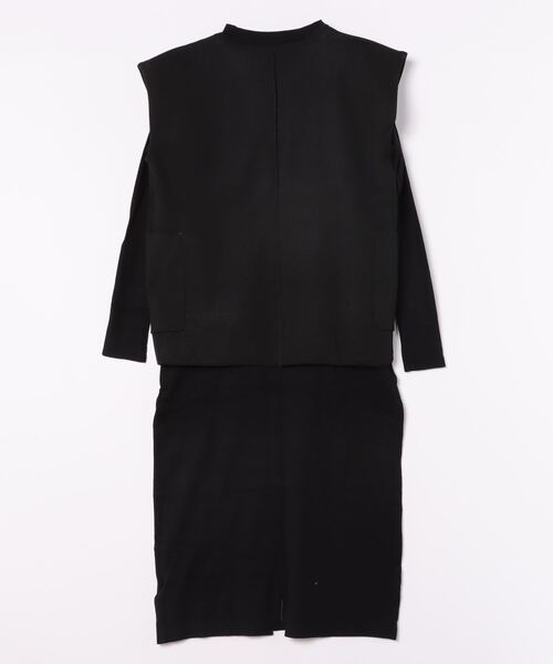 INTERPLANET(インタープラネット)の「WフェイスTOPS+Iラインニットワンピース(ワンピース・レディース・ブラック/カーキ・FREE)」の3枚目の写真