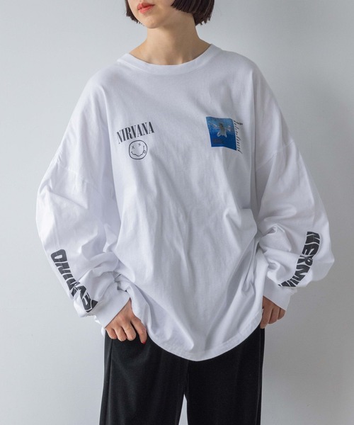 yuw（ユウ）の「ＮＩＲＶＡＮＡ　ＬＳ　Ｔｅｅ　973019（Tシャツ/カットソー・レディース・ホワイト・FREE）」の2枚目の写真