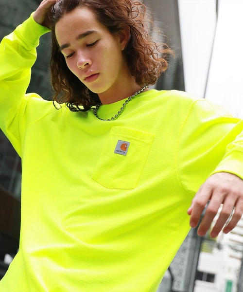 Carhartt(カーハート)の「Carhartt カーハートビッグサイズ ワンポイントロゴ 長袖カットソー(Tシャツ/カットソー・メンズ・ヘザーグレー/グリーン/ブラック/ヘザーチャコール/ホワイト/ネイビー/イエロー/オレンジ/ボルドー・XL/M/L)」の7枚目の写真