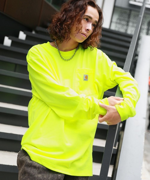 Carhartt(カーハート)の「Carhartt カーハートビッグサイズ ワンポイントロゴ 長袖カットソー(Tシャツ/カットソー・メンズ・ヘザーグレー/グリーン/ブラック/ヘザーチャコール/ホワイト/ネイビー/イエロー/オレンジ/ボルドー・XL/M/L)」の13枚目の写真