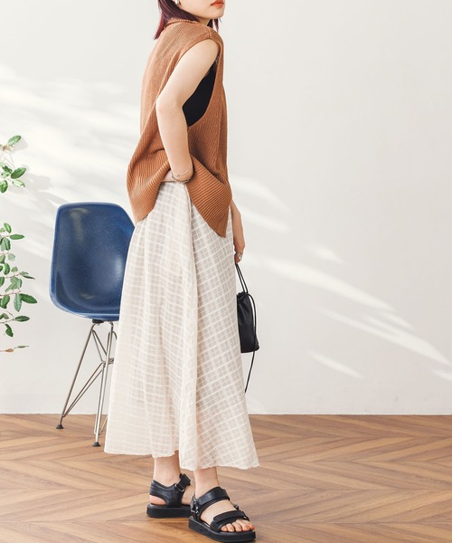 hunch(ハンチ)の「シアーサッカーチェック フレアスカート(スカート・レディース・ブルー/チャコール/アイボリー・FREE)」の20枚目の写真