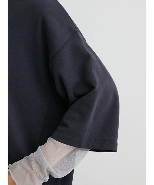 Green　Parks（グリーンパークス）の「ミニ裏毛ロゴトレTee（Tシャツ/カットソー・レディース・オフホワイト/イエロー/ダークグレー/サックスブルー・FREE）」の12枚目の写真