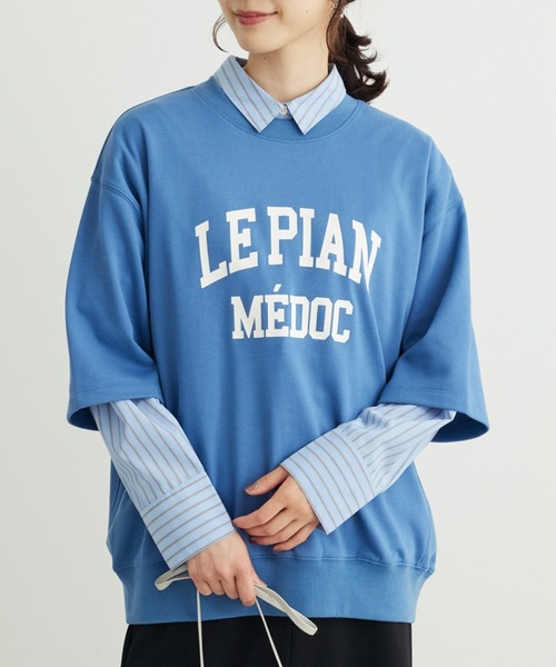 Green　Parks（グリーンパークス）の「ミニ裏毛ロゴトレTee（Tシャツ/カットソー・レディース・オフホワイト/イエロー/ダークグレー/サックスブルー・FREE）」の3枚目の写真