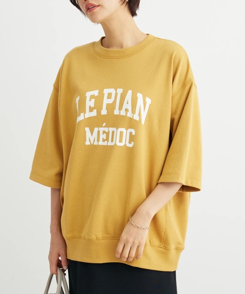 Green　Parks（グリーンパークス）の「ミニ裏毛ロゴトレTee（Tシャツ/カットソー・レディース・オフホワイト/イエロー/ダークグレー/サックスブルー・FREE）」の4枚目の写真