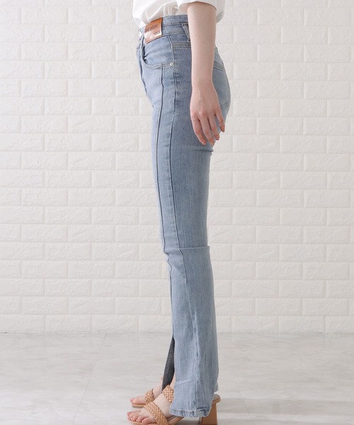 Lace Ladies(レースレディース)の「センタースリット入りステッチデニムパンツ(デニムパンツ・レディース・ブラック/ライトブルー/ネイビー・M/XL/S)」の15枚目の写真